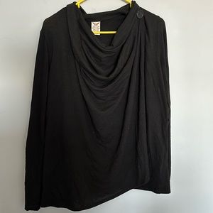 Black Sweater Long Sleeve with Button collar